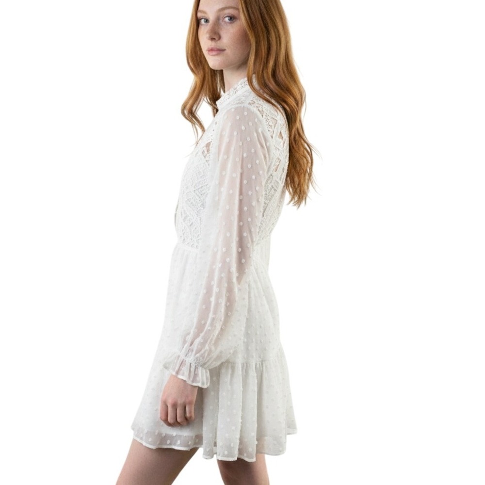 Shein Dress Womens S Fairy Whimsical White Cottagecore Lace Milkmaid Romantic‎
